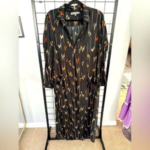 Tysa Boho Elegant and Modern Black Geometric Patterned Maxi Dress EUC